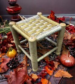 White Golden Punjabi Stool Luxury Wooden Design in Pakistan
