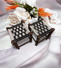 Punjabi Cultural Wooden Stool Traditional Solid Wood Design