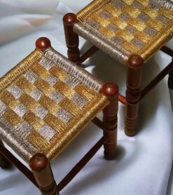Buy Set of 2 Traditional Handwoven Wooden Stools In Pakistan