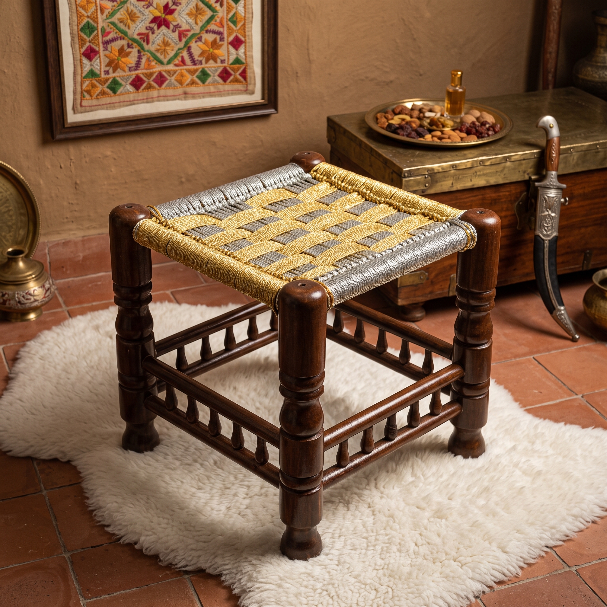 Wooden stylish stool for living room in Pakistan