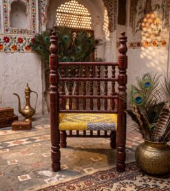 Dark brown Punjabi wooden chair traditional furniture design