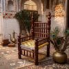 Traditional Punjabi Pidha Kursi handcrafted dark brown wooden chair