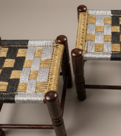 Buy Classic Wooden Golden Black Stool Online in Pakistan