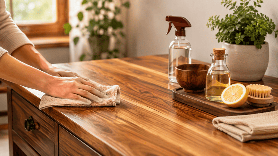 wooden furniture care, natural cleaning tips, homemade wood cleaner, furniture maintenance, solid wood furniture, home décor, Hania Handicraft, wood polish