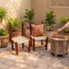 handcrafted wooden chair with woven seat